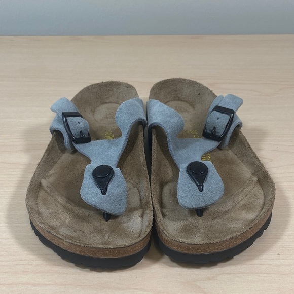 Birkenstock Gizeh Light Gray Suede Women's Thong Sandals - Picture 2 of 9